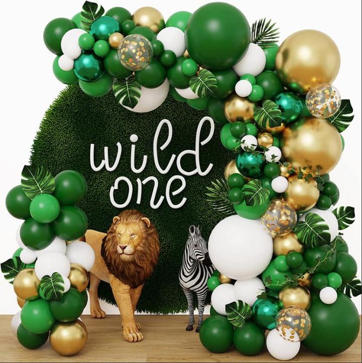 Partywoo Green and Gold Balloon Garland Kit, 121 Pcs Jungle Theme Party  Supplies 744110478549