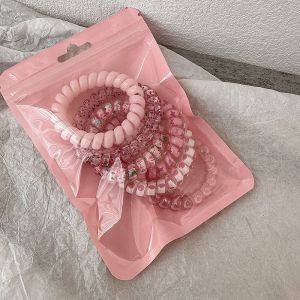 {SG Local} Elastic Hair Tie 6ea Per Set Gradient Color ephone Wire And High Elasticity Bun Hair Accessory
