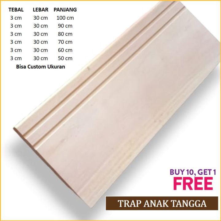 Papan Kayu Anak Tangga Mahoni Ukuran Tebal 3cm Lebar 30cm Bisa Custom