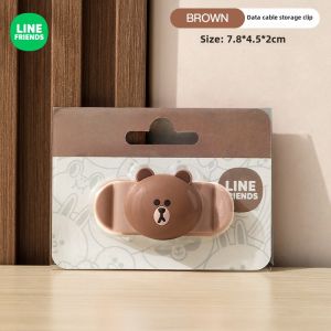 100% Authentic Line Friends Cable Manager Desktop Data Cable Storage Clip Household Storage and Organization Cable Clip Holder Anti-break Anti-damage Universal Shockproof Full Protection LFB286