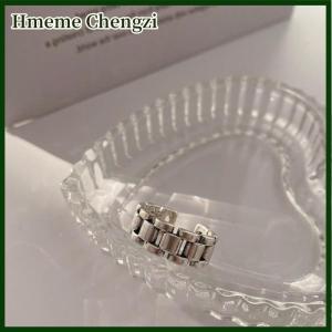 Hmeme 1 2PCS Cold Style Retro Trend Ring Female Ins Old Watch Strap Simple Opening Personality Fashion Ins Hollow