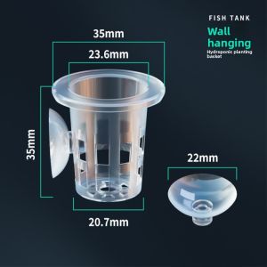 Q-1151 STORE 10Pcs Transparent Plant Hydroponic Pot with Suction Base Plastic Aquarium Planting Basket Durable Aquarium Planting Cups for Freshwater Fish Tank Decoration