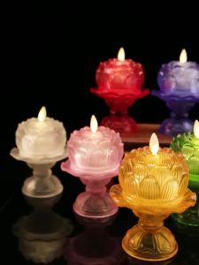 SXH Colorful LED Battery Glass Swing Light Simulation Candle Lamp Domestic Sanctuary Lamp