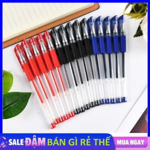 Combo 10 Bút Bi Nước 3 Màu - Bút Mực Nước Văn Phòng Đầu 05mm Mực Đều Nét Chữ Đẹp Đủ Màu Đỏ Đen Xanh - Bút Bi Gel Nhiều Màu