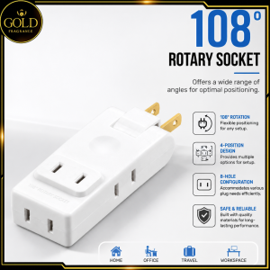 Turn 4-adapter Plug 108 Degrees Rotary Socket 4-position 8-hole Ultra-thin Wall Extension Power Converter for Home Office Use