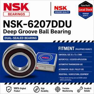 NSK 6207DDUCM Deep Groove Ball Bearing Double Rubber Seal 35x72x17mm Motor Bearing