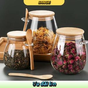 SHNGki Kín container cho thực phẩm lưu trữ chậu lọ thủy tinh với nắp kín container đường và trà lon kín nhà bếp cà phê lọ