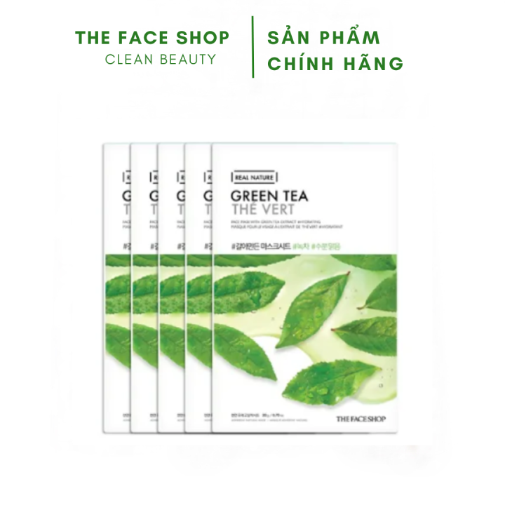 Set 5 miếng Mặt nạ trà xanh Real Nature Mask Green Tea TheFaceShop ...