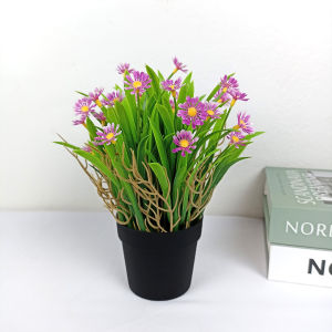 Tanaman Hias Pot Bunga Plastik Artificial Daisy Ornamen Dekorasi Ruangan Rumah Import COD PBP192