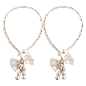 WPRA 2Pcs Minimalist Bows Curtain Tiebacks Modern Adjustable Curtain Ties Exquisite Pearl Pendant Curtain Holdbacks Sheer Curtains