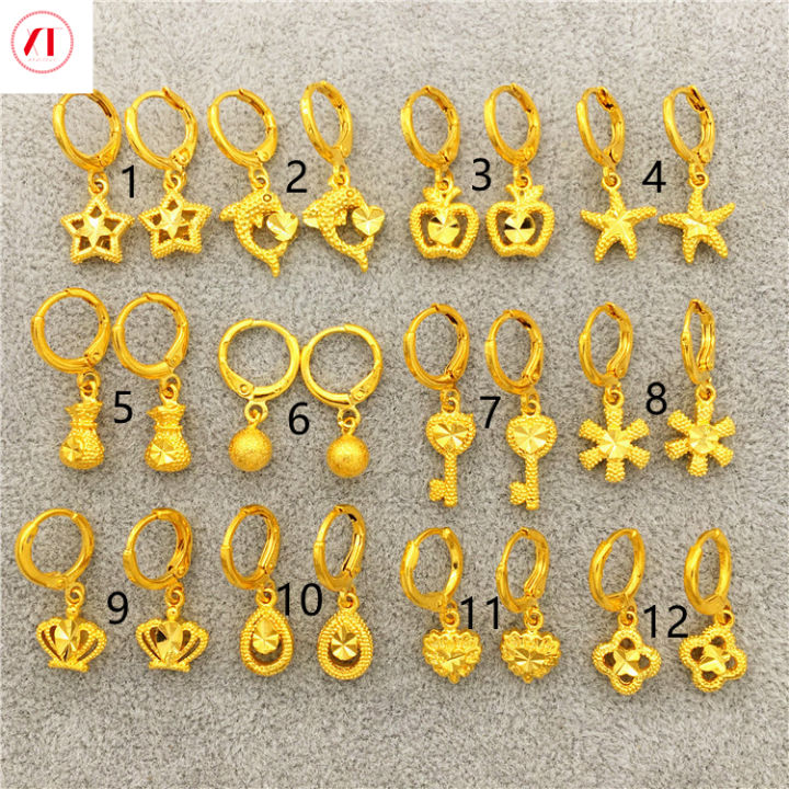 XT Jewellery Korea 24k Natural Gold Earrings Woman Gold Plated