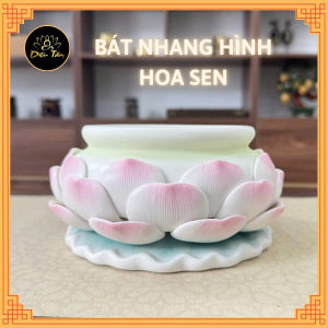 Bát Nhang Gốm Trắng Hoa Sen Đức Hóa Bát Hương Bát cắm nhang Đồ Thờ Cúng ban thờ phật gia tiên Mật tông Diệu Tâm