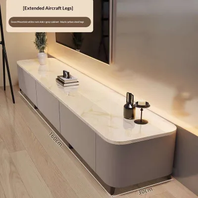 TV Console Space-saving Solid Rubber Wood With Sintered Stone Countertop Italian Modern Design Package Installation