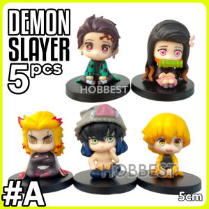 Action Figure KIMETSU NO YAIBA isi 5 pcs Miniatur Topper Pajangan Mainan Demon Slayer Tanjiro Nezuko