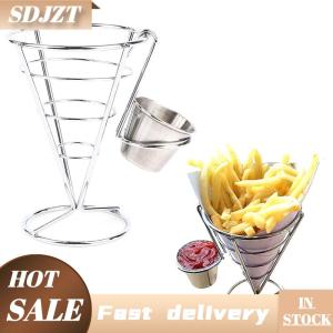 SDJZT Giá để khoai tây chiên bằng thép không gỉ giá để Giỏ hình nón cho khoai tây chiên cá và khoai tây chiên