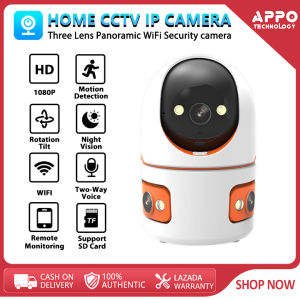V380 PRO three Lens CCTV Camera Wireless WiFi Connect Cellphone Indoor HD 1080P Full Color Night Vision 360 Motion Detection Alerts and Voice Tracking Security Surveillance Cameras