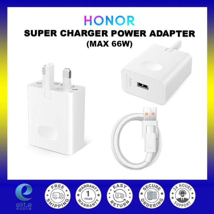 HONOR SuperCharge Power Adapter (Max 66W) Flagship Quality  Official Warranty, Smart Output  Compatible with Mainstream Devices, 8 Types of Protection  Safe Charging