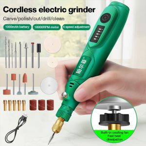Mesin Gerinda Mini Elektrik 12V Penggiling Listrik Pengatur Kecepatan Stepless Pemoles Baterai Alat Pemotong Alat Listrik Rumah Alat Set 3000-18000r/min
