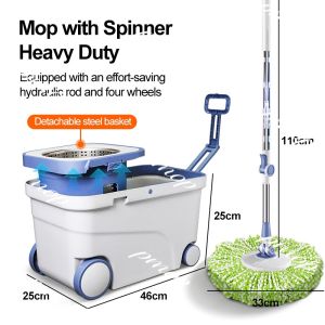 PMOP Mop with Separable Spinner and bucket heavy duty Hydraulic Mop handle and Sliding wheels Tornado mop wet and dry