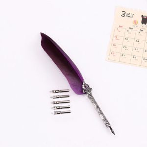 HOUCHU Chạm khắc Xiên Đồ cũ Quà tặng Nét chữ Bút mực Viết Bộ Chancery Fountain Pen Nib lông nhím Thư pháp