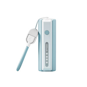 MeeGoo 5000mAh Power Bank Mini Portable Fast Charging Flashlight Function Power Bank Bulit-in Cable Power Bank original for iPhone android COD