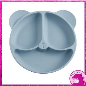 ชามอาหารซิลิโคนดูดติดโต๊ะ 3  ช่อง ป้องกันหกเลอะเทอะ จานซิลิโคนก้นดูด เข้าไมโครเวฟได้