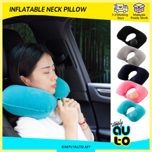 SIMPLYAUTO Portable Travel Head Rest Neck Pillow U Shape Inflatable Self Pump Travel Neck Pillow Bantal Kereta Ofis