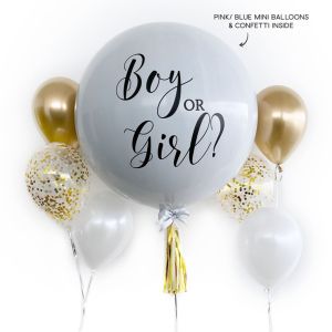 Personalised 18" & 36" Gender Reveal Burst Gift Balloon Confetti Giant Balloon Bouquet