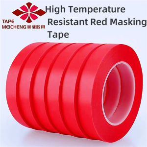 PET high temperature resistant masking tape 300 ° red tape baking paint over the tin oven high adhesive easy to tear masking tape wall decoration real stone paint compartmentalised spray paint masking paper tape composite tape 0.2mm thickness*50m length