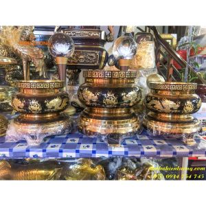 Bát Hương Phúc Rồng Đen Bóng - Bát Hương Đẹp Bằng Đồng 3 Cỡ