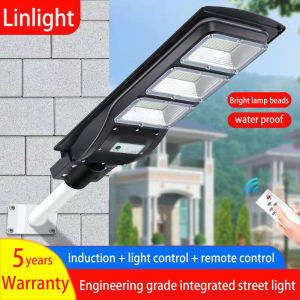 ookila 100W 200W 300W 400W LED Solar Street Light Ceiling Fan Solar Integrated Street Light Outdoor Integrated Solar Light with Remote Control Safe Wireless Waterproof Light for Yard lamp Fence Garden Patio Front Door Light