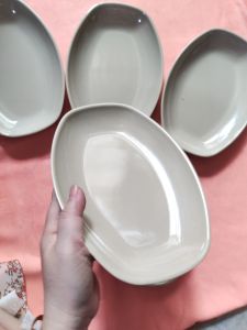 Dĩa ovan nhựa melamine nâu bóng đựng thức ăn nhiều zize