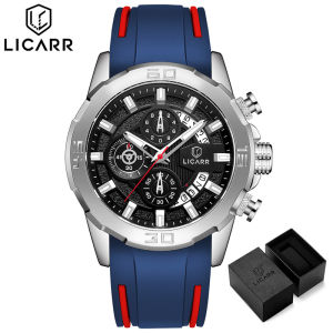 LICARR Sports Mens Watches Top Brand Quartz Classic Waterproof Clock Mens Fashion Rubber Strap Chronograph Luminous Date Watches