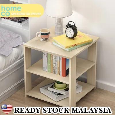 HOMECO Modern Simple Bed Side Table Square Coffee Table Sofa Side Table Cabinet Meja Kecil Rak Bilik Tidur