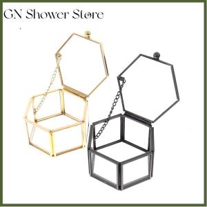 GNStore[COD] กล่องเครื่องประดับแก้วรูปทรงเรขาคณิตกล่องใส่เครื่องประดับกล่องใส่แหวนจัดระเบียบเครื่องประดับ