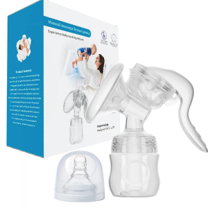 Silicone Pump for BreastfeedingPortable Hands-Free Pump Manual Breast Pump with Milk Bottle.