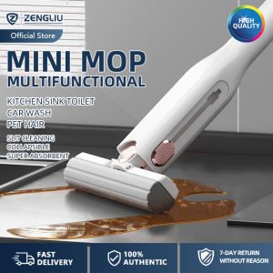 Mini Handheld Mop Squeeze Mini Sponge Mop Multifunctional Mini Mop Portable Mini Mop Self Squeeze Mini Mop Hands-Free Countertop Sponge Kitchen Water Absorption Car Desktop Glass Cleaning Toilet Gap Small Wet Dry Dual Use