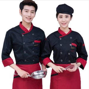 Genuine Product Guarantee Ready Stock Chef Uniform Men and Women Long Sleeve Restaurant Kitchen Clothes Cake Shop Bakery Cotton Uniform chef shirt chef jacket
