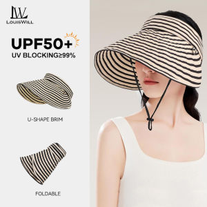 LouisWill Fashion Sun Cap Foldable Empty Top Hat Casual Sun Hats Portable Beach Cap Large Brim Cap Sun Protection Cap UV Protection Hats With Windproof Rope for Outdoor Travel