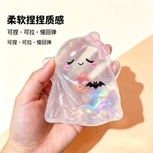 FLEURS 2PCS/SET Slow Rebound Ghost Squishy Toy TPR Cartoon Ghost Squeeze Toy Portable Transparent Slow Rebound Fidget Toy Halloween