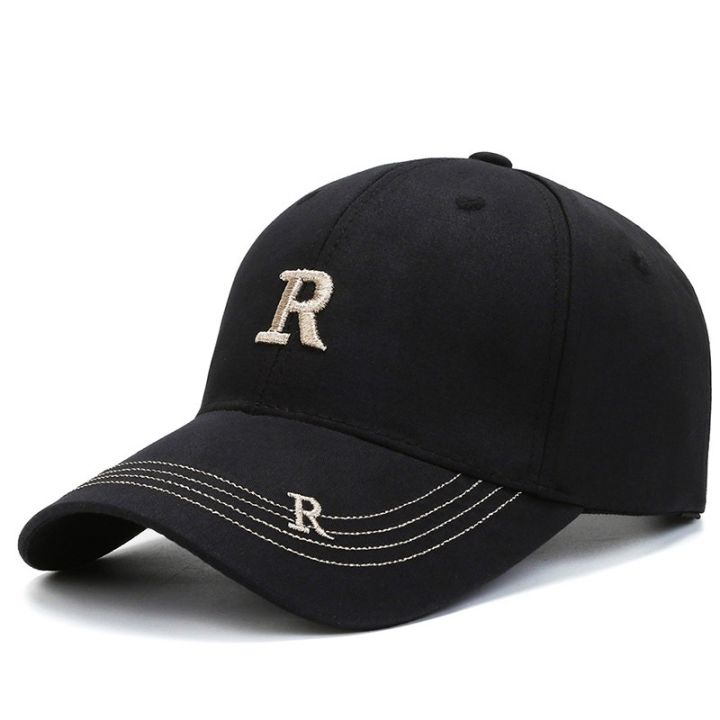 Korean cap ins new R letter embroidery vintage cap for men cotton ...