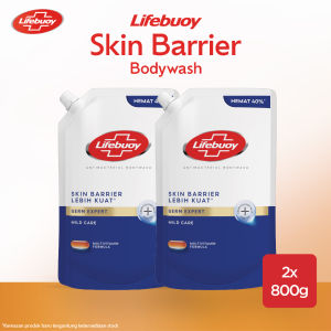 [HEMAT 30%] Lifebuoy Sabun Mandi Cair Anti Bacterial Body Wash Mild Care 100% Lebih Kuat Lawan Kuman Berbahaya & 10x Moisturizer 800ml x2