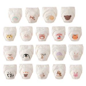 Toddlers Diaper Pants Baby Washable Training Shorts for Infant Cartoon Cloth Diapers Reusable 7-Layers Nappy Pants