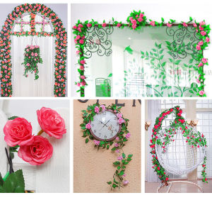 Unico PBP98 Tanaman Hias Buatan Rambat Bunga Mawar Juntai Artificial Rose Hanging Plant Ornamen Hiasan Dekorasi Dinding Ruangan Rumah Outdoor Indoor COD