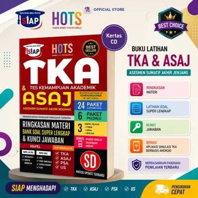 Buku TKA SD / SIAP TKA & ASAJ SD/MI 2026 2027 Ringkasan Materi / Kumpulan Soal Latihan / Kunci Jawaban Berdasarkan Panduan Penilaian Terbaru Perkaban BSKAP Kemendikdasmen Tahun 2026 2027 (KERTAS CD/KERTAS KORAN ) / PB PRESS – PB