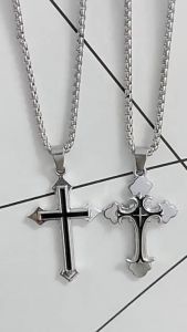 HB Black/Gold Jesus Cross Pendant Necklace Gift Men Women Jewelry Accessories