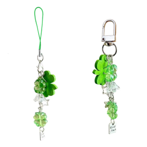 Four Leaf Grass Phone Strap Four Leaf Grass Phone Lanyard Fashion Keychain Modern Bag Pendant for Fashion Enthusiasts