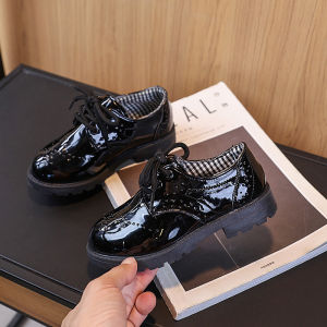[Free Shipping] ChildrenS Leather Shoes Spring/Autumn Collection Black Dance Shoes For Boys Versatile Performance Shoes For Girls Suitable For Weddings And With A Preppy Style