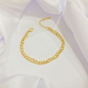 Gelang Tangan 2 Layer Titanium Rantai Polos Fashion K-Style