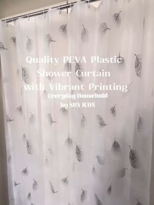 1pcs Lightweight Shower Curtain Liner with Hooks Plastic Leaf Waterproof Bathroom Curtain Liner